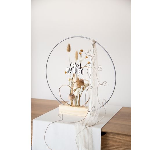 Support en bois pour fleurs séchées et anneau déco, 15 x 4 x 4 cm