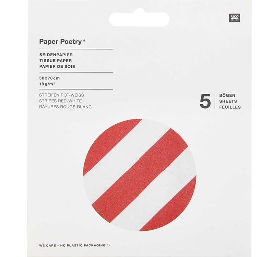 Papier de soie « Rayures rouges/blanches » 