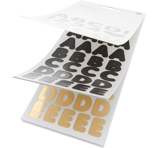 Sticker blok "Alphabet", Zwart/Goud