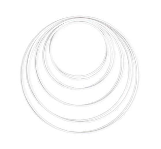Metal ring "Circle", White, set of 10