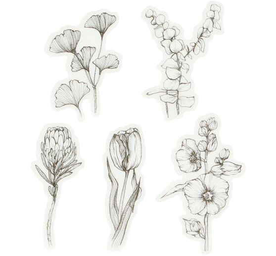 Stickers washi « Fleurs noir/blanc »