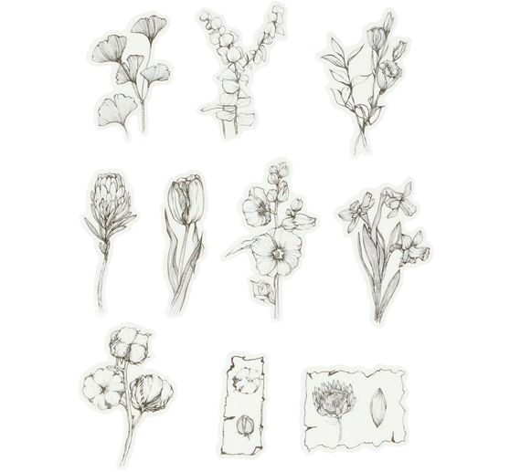 Stickers washi « Fleurs noir/blanc »