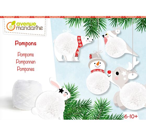 Creatieve box "Pompom Kerstmis label"
