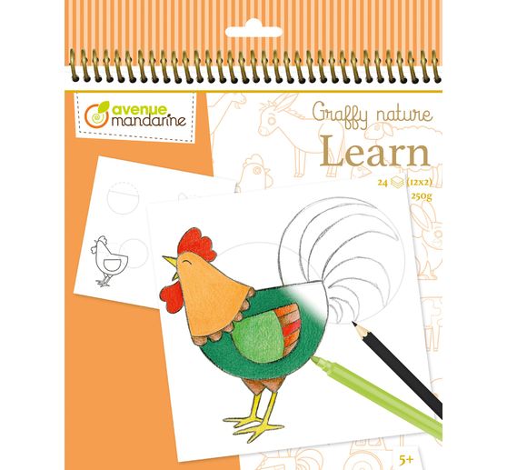 Carnet de dessin Avenue Mandarine « Graffy Nature Learn – La ferme »