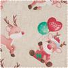Motiefstof in linnenlook "Reindeer Rudolph"