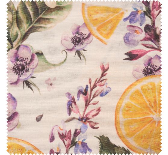 Motif fabric linen look "Lemons"