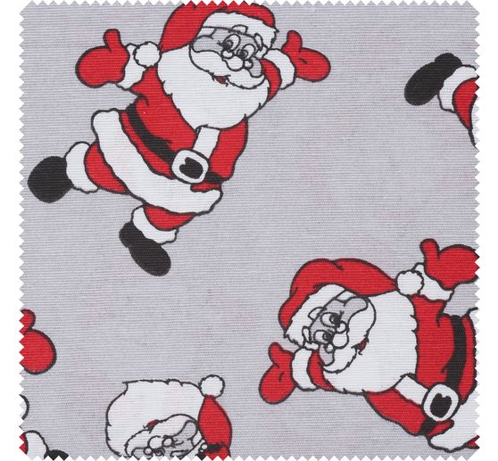 Tissu imprimé aspect lin au mètre « Santa »
