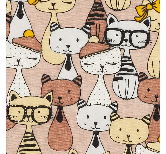 Katoenen stof "Funny cats"