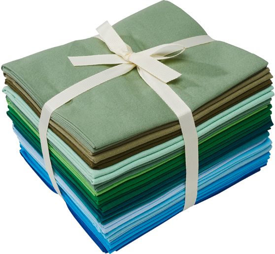 Assortiment de tissus unis Patchy « Bleu - Vert - Olive - Gris »