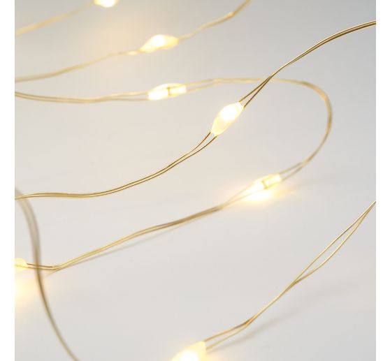 Micro LED snoer lampjes, met timer, goudkleurige draad, 10 LED's