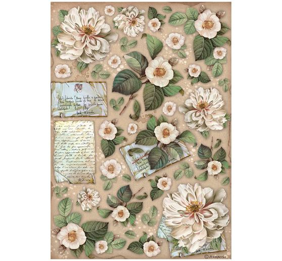 Soie de paille à motifs « Vintage Library Flowers »