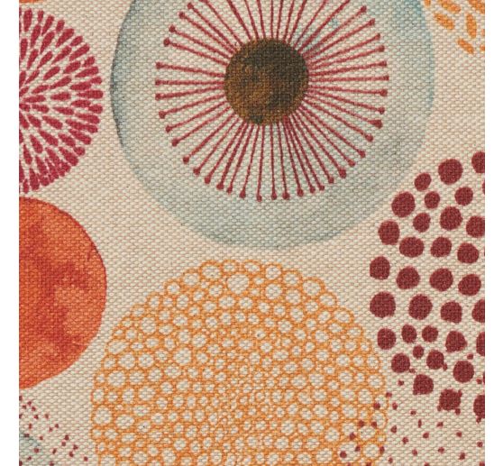 Tissu imprimé aspect lin au mètre « Cercles »