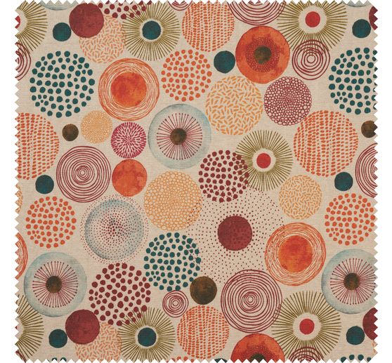 Motif fabric linen look "Circles"