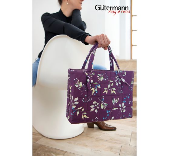 Katoenen stof "Brilliant" twigs-aubergine