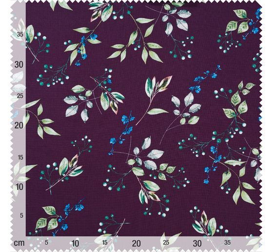 Katoenen stof "Brilliant" twigs-aubergine