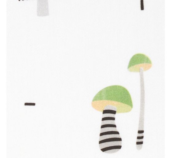 Tissu imprimé à l'aspect satin au mètre « Petits champignons multicolores »