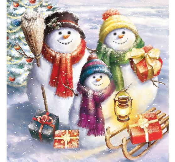 Serviette "Snowmen Family"