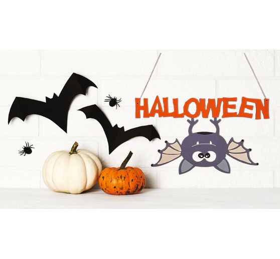 Halloween bord met vleermuis