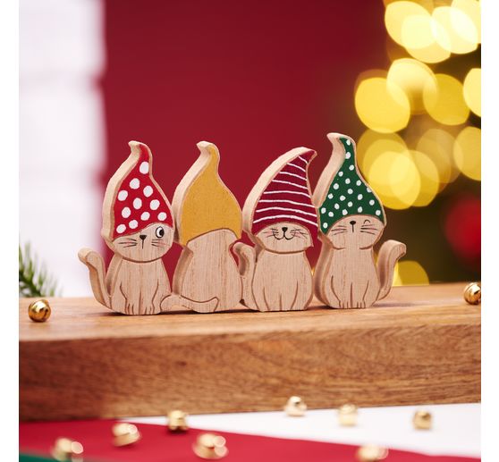 Figurine en bois VBS « Chats insolents »