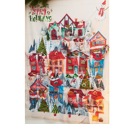 Adventskalender stof paneel "Huizen