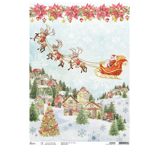 Soie de paille à motifs « Voyage en traîneau du Père Noël »