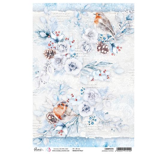 Soie de paille à motifs « Oiseaux en hiver »