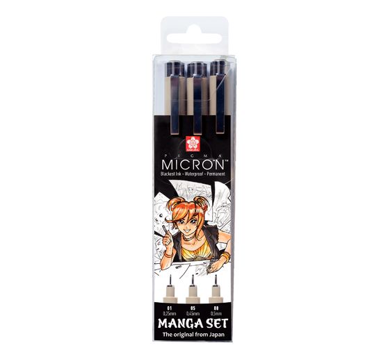 Sakura Pigma Micron "Manga Sammlung", 3er-Set, Schwarz