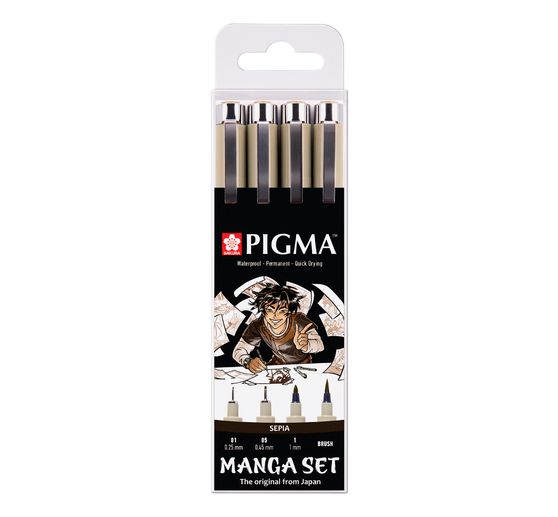 Sakura Pigma Micron "Manga Collection", Set of 4, Sepia