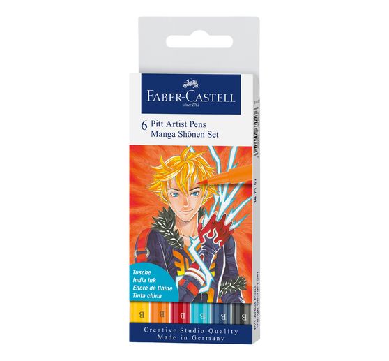 Faber-Castell Pitt Artist Pen Manga Shônen Set, 6 Stifte