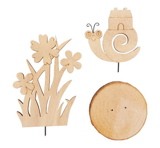 Décoration à emboîter en bois sur rondelle d'écorce VBS « Herbie l'escargot »