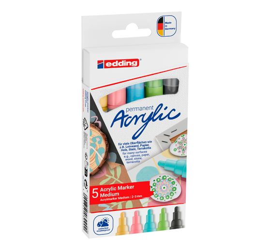 edding 5100 Acrylic "Acrylmarker - Pastel" , medium, set van 5