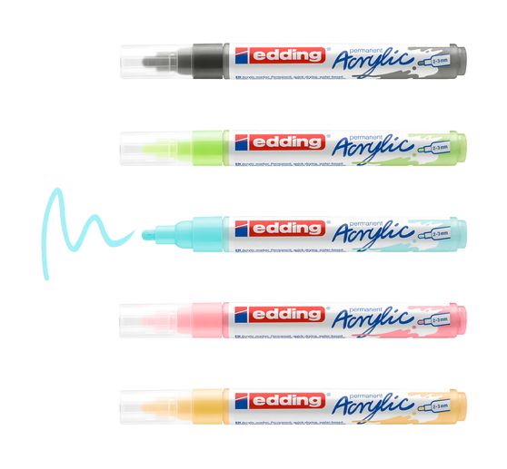 edding 5100 Acrylic "Acrylmarker - Pastell", Mittel, 5er-Set