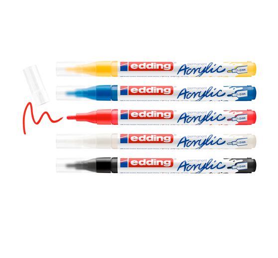 edding 5300 Acrylic "Acryl marker - fijn", set van 5