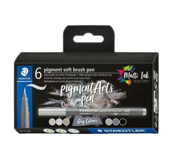 STAEDTLER Pigment soft brush pen "Greys", 6er-Set