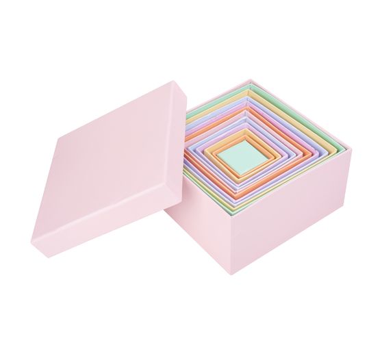 Kartonnen dozen "Vierkant", Pastelkleuren, Set van 12