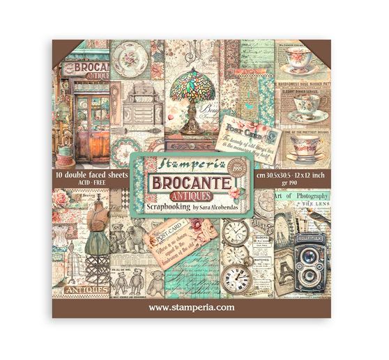 Bloc de papier scrapbooking « Brocante Antiques »