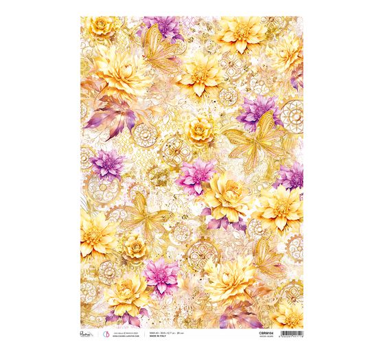Motif straw silk "Ethereal - Flowers and Rosettes"