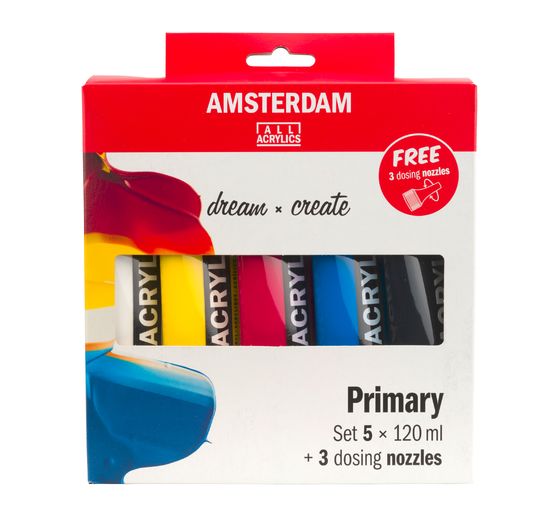 Set de peintures acryliques Talens AMSTERDAM « Starter » + 3 embouts de dosage