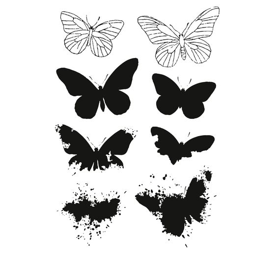 Sizzix Framelits Ponssjabloon en Clear Stamps "Painted Pencil Butterflies"
