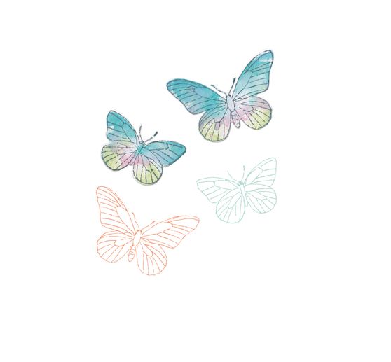 Gabarits d’estampe Sizzix Framelits et tampons Clear Stamps « Painted Pencil Butterflies »