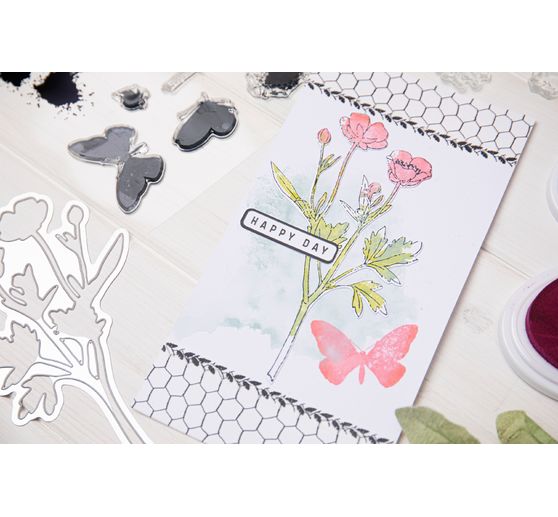 Sizzix Framelits Ponssjabloon en Clear Stamps "Painted Pencil Botanical"