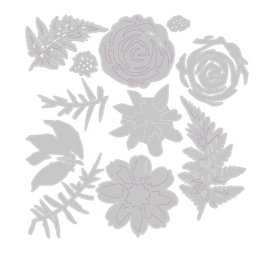 Sizzix Thinlits Ponssjabloon "Flowers & Fern"