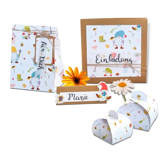 papier cartonné à motifs "Gartenwichtel"
