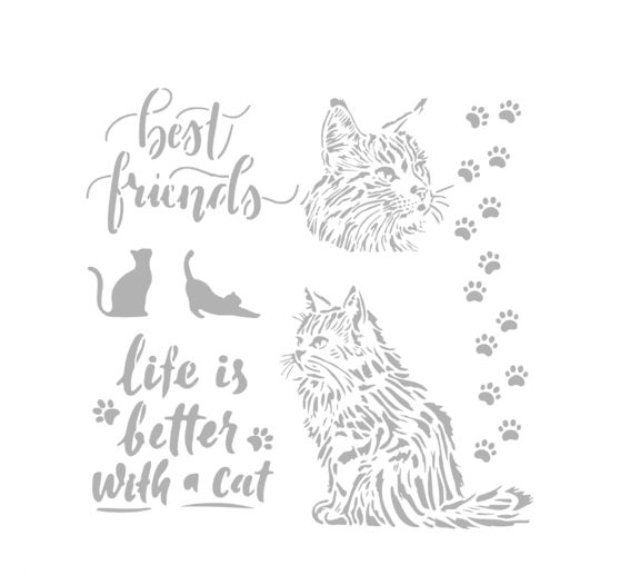 Sjabloon "Orchids and Cats - Best Friends"