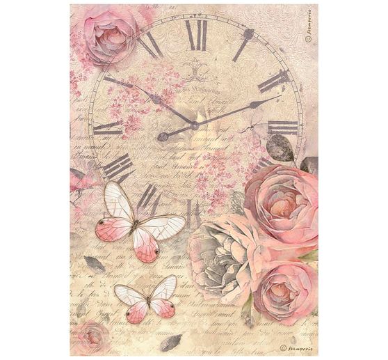 Motief strozijde "Shabby Rose - Klok"