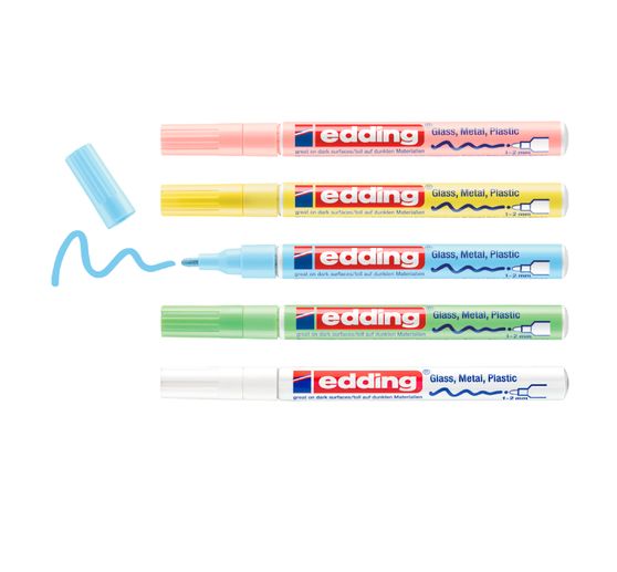 Marqueurs encre laquée edding 751 « Pastel », set de 5