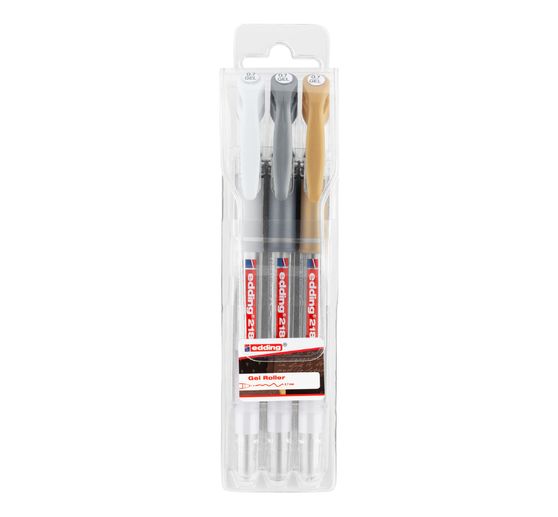 Rollers à encre gel métallisée edding 2185, set de 3