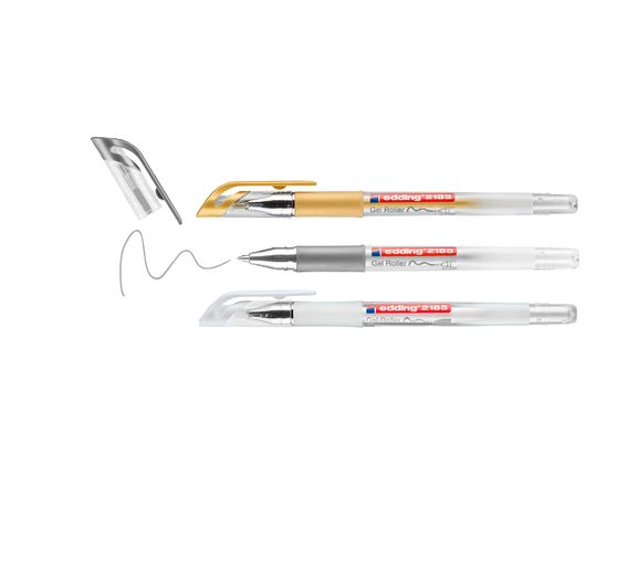 Rollers à encre gel métallisée edding 2185, set de 3
