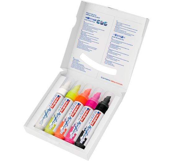 edding 5000 Acrylic "Acrylmarker - Neon", Breit, 5er-Set