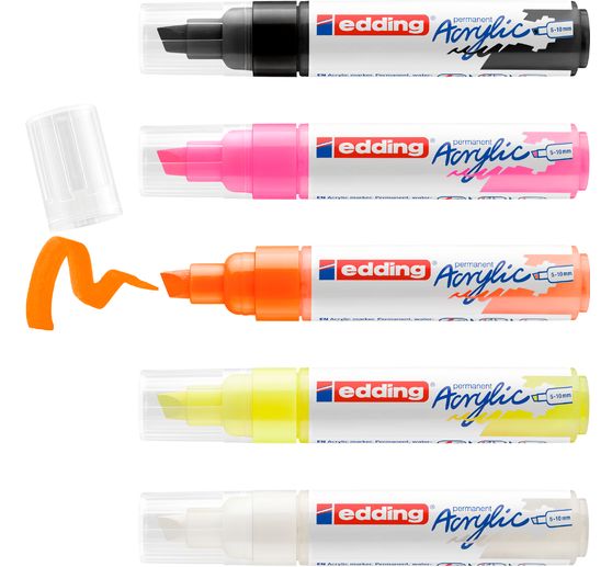 edding 5000 Acrylic "Acrylmarker - Neon", Breit, 5er-Set